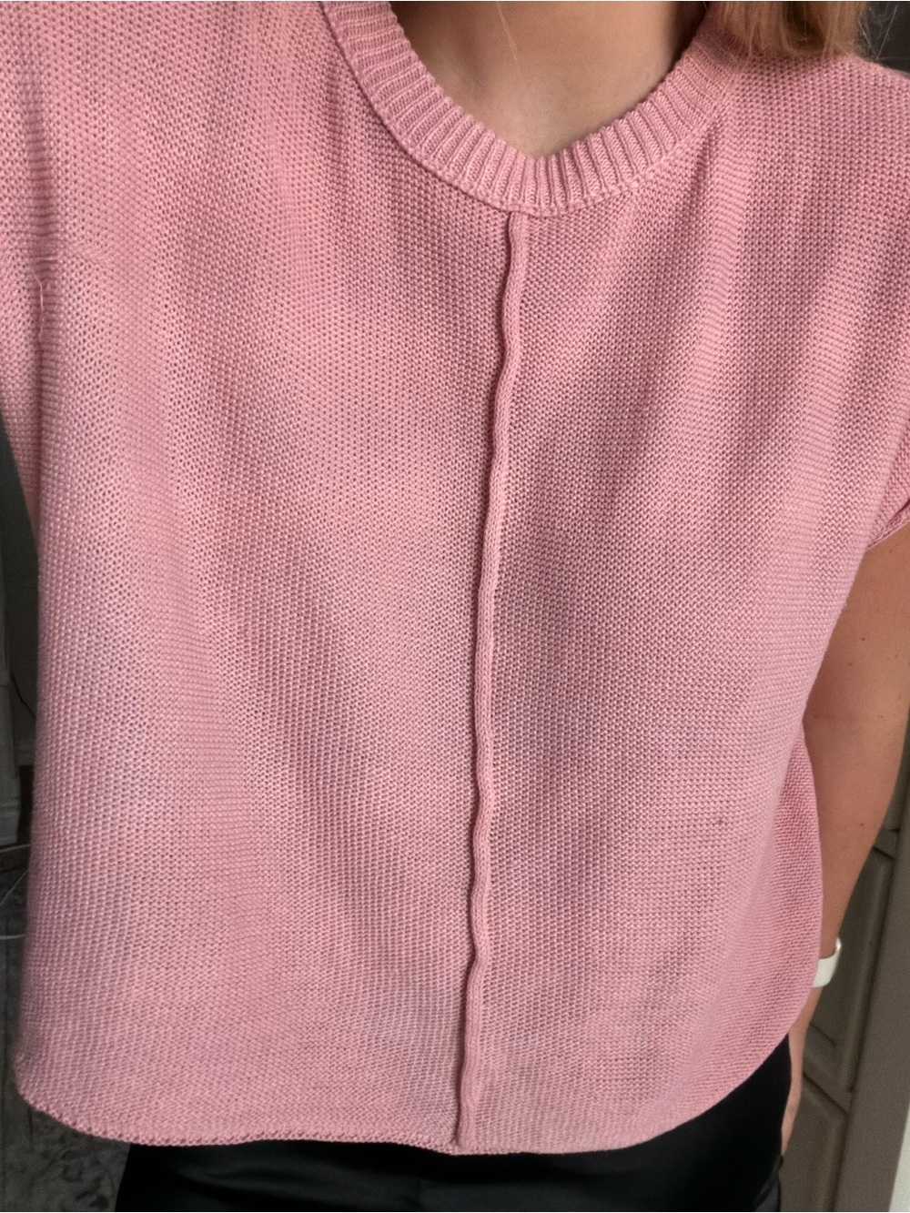 SHEIN Dusty Pink Short-Sleeve Knit Sweater Top